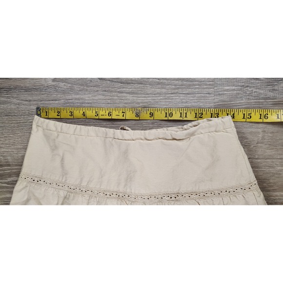 American Eagle‎ Skirt 2 Womens Tan Eyelit Boho Cottagecore Scalloped Hem Leaf - Picture 8 of 9